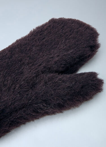 LN-CC® - Max Mara: Ombrato Teddy Fabric Mittens - Burgundy Max Mara Ombrato Teddy Fabric Mittens Burgundy max0266073