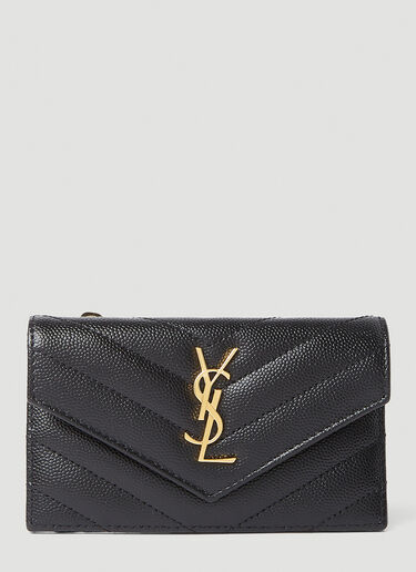 Saint Laurent Logo Plaque Cardholder Black sla0249166