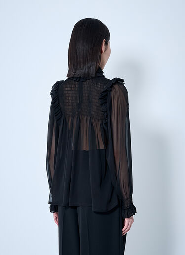 Saint Laurent Ruffled Silk Blouse Black sla0259012