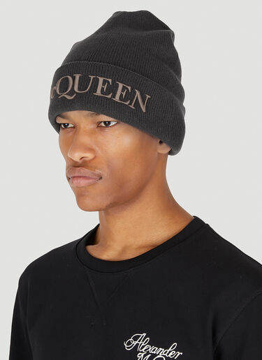 Alexander McQueen Embroidered Logo Beanie Hat Khaki amq0147078