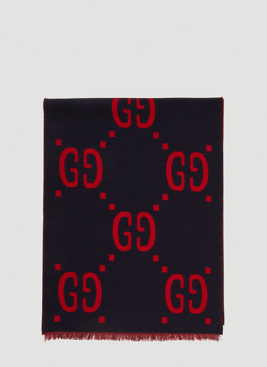 GG Logo Wool Scarf Gucci GG Logo Wool Scarf Blue guc0139048