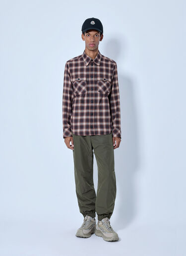 LN-CC® - Moncler Grenoble: Checked Long Sleeve Shirt - Brown Moncler Grenoble Checked Long Sleeve Shirt Brown mog0165024