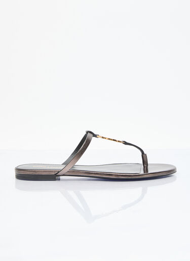 Saint Laurent Cassandra Slide Sandals Brown sla0255049