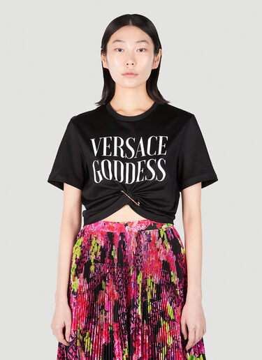 Versace Safety Pin Goddess T-Shirt Black vrs0251020