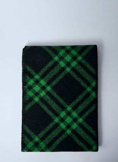 Burberry Check Wool Scarf Green bur0159024