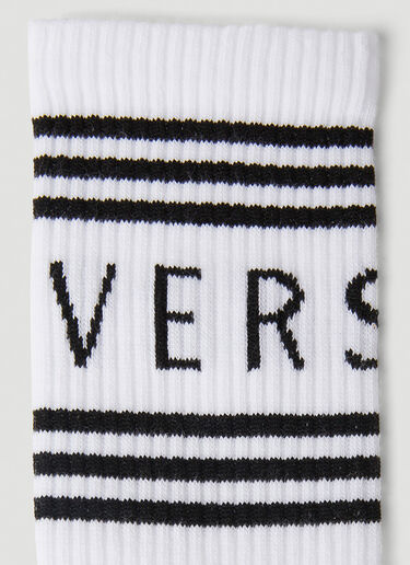 Logo Intarsia Athletic Socks Versace Logo Intarsia Athletic Socks White ver0151061