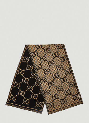 Check Jacquard Scarf Gucci Check Jacquard Scarf Brown guc0359005