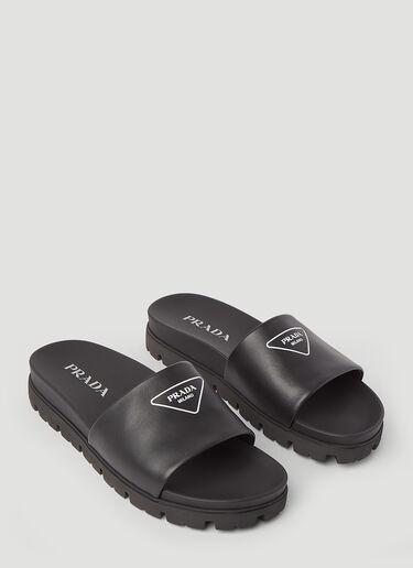 Prada Leather Slides Black pra0145022