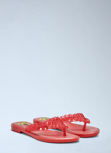 LN-CC® - GANNI x Melissa: Ruffled Strap Flip Flops - Red GANNI x Melissa Ruffled Strap Flip Flops Red gan0265023