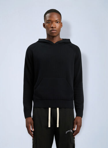 Palm Angels Curved Logo Regular Knit Hoodie Black pma0166011