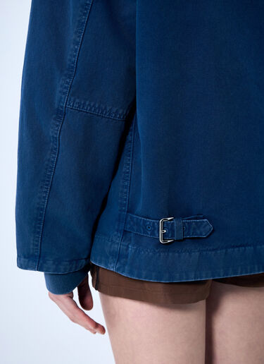 Miu Miu Garment-Dyed Jacket with Logo Embroidery Blue miu0259003