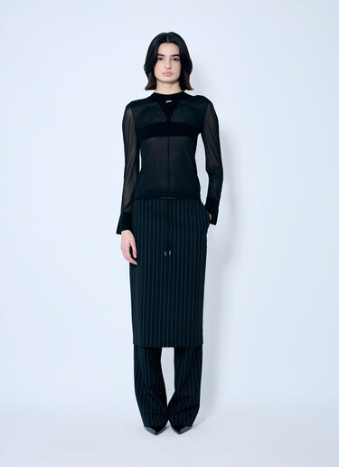 Jean Paul Gaultier Pinstriped Tailored Pants With Skirt Overlay Black jpg0259009