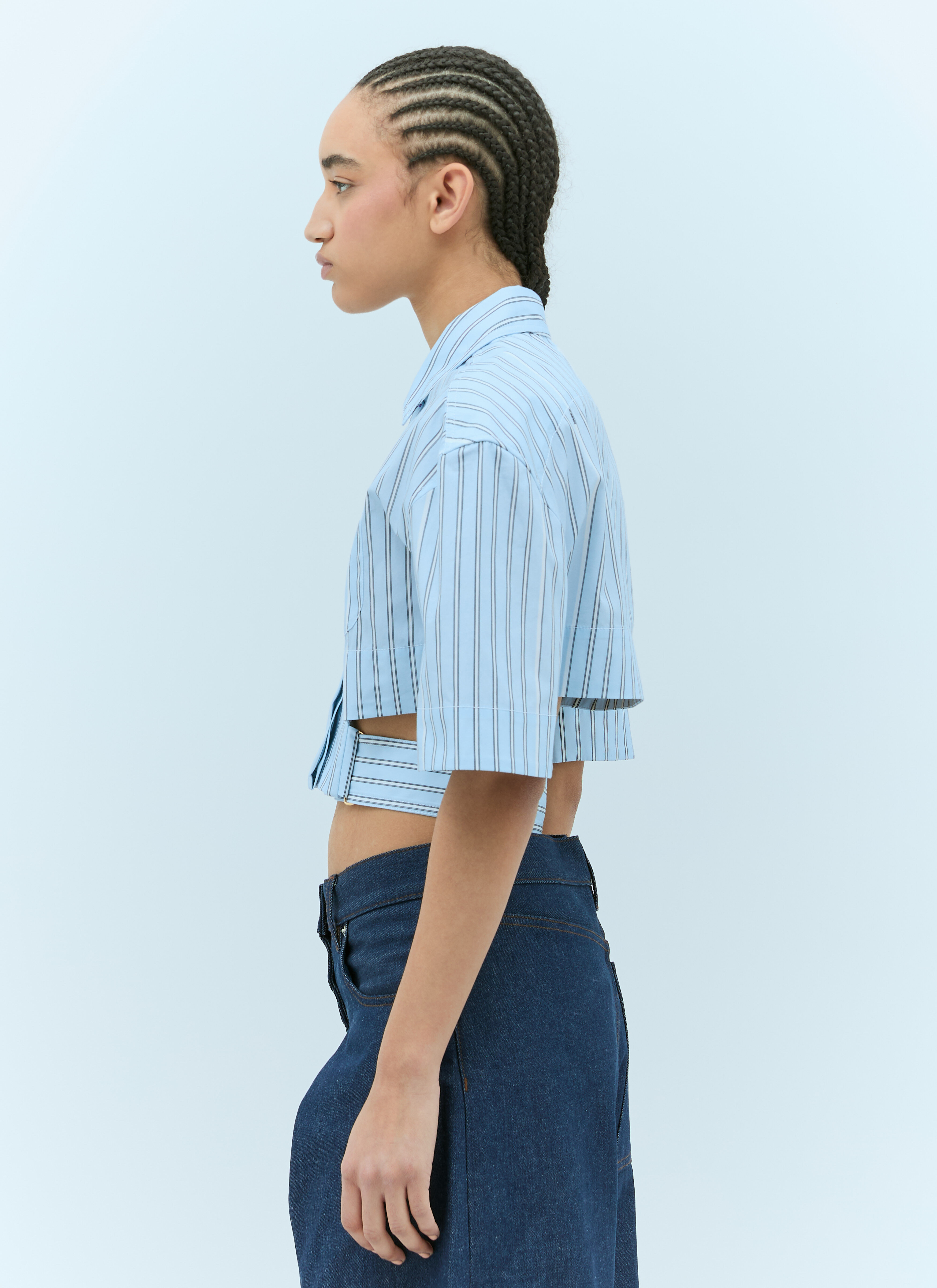 Jacquemus Women's' La Chemise Courte Bari Shirt in Blue | LN-CC®