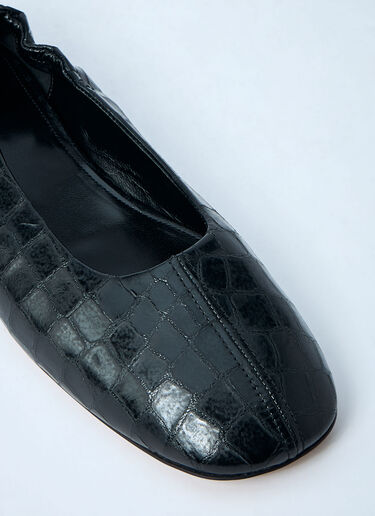 Dries Van Noten Croc-Embossed Ballerina Flats Black dvn0259005