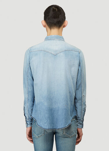 Saint Laurent Distressed Denim Shirt Blue sla0140008