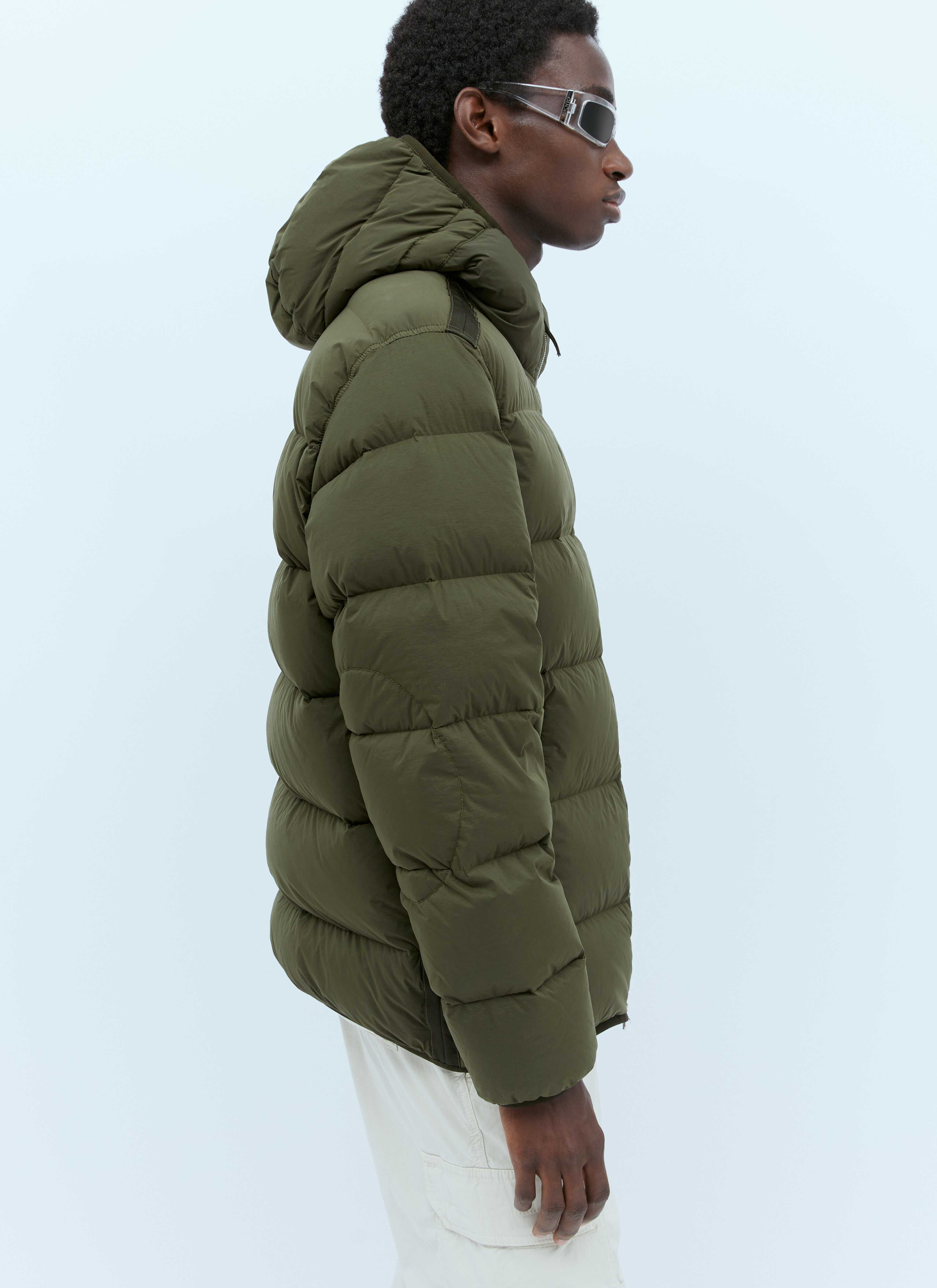 Olive green puffer top jacket