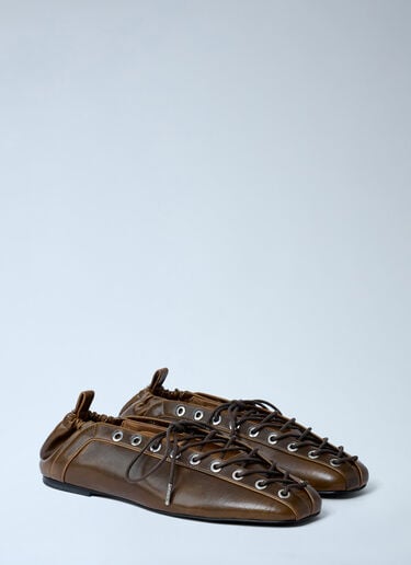 Lace-Up Ballerina Flats GANNI Lace-Up Ballerina Flats Olive gan0262015