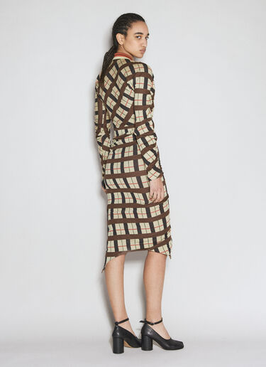 Vivienne Westwood 格纹缩褶连衣裙 棕色 vvw0253020