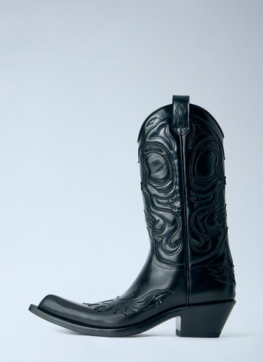 LN-CC® - Acne Studios: Western Leather Boots - Black Acne Studios Western Leather Boots Black acn0265048
