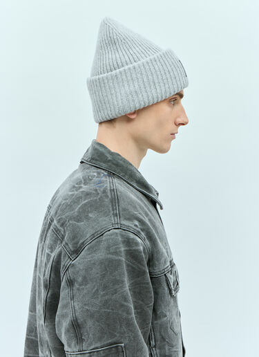 Acne Studios Large Face Logo Beanie Hat Grey acn0155043