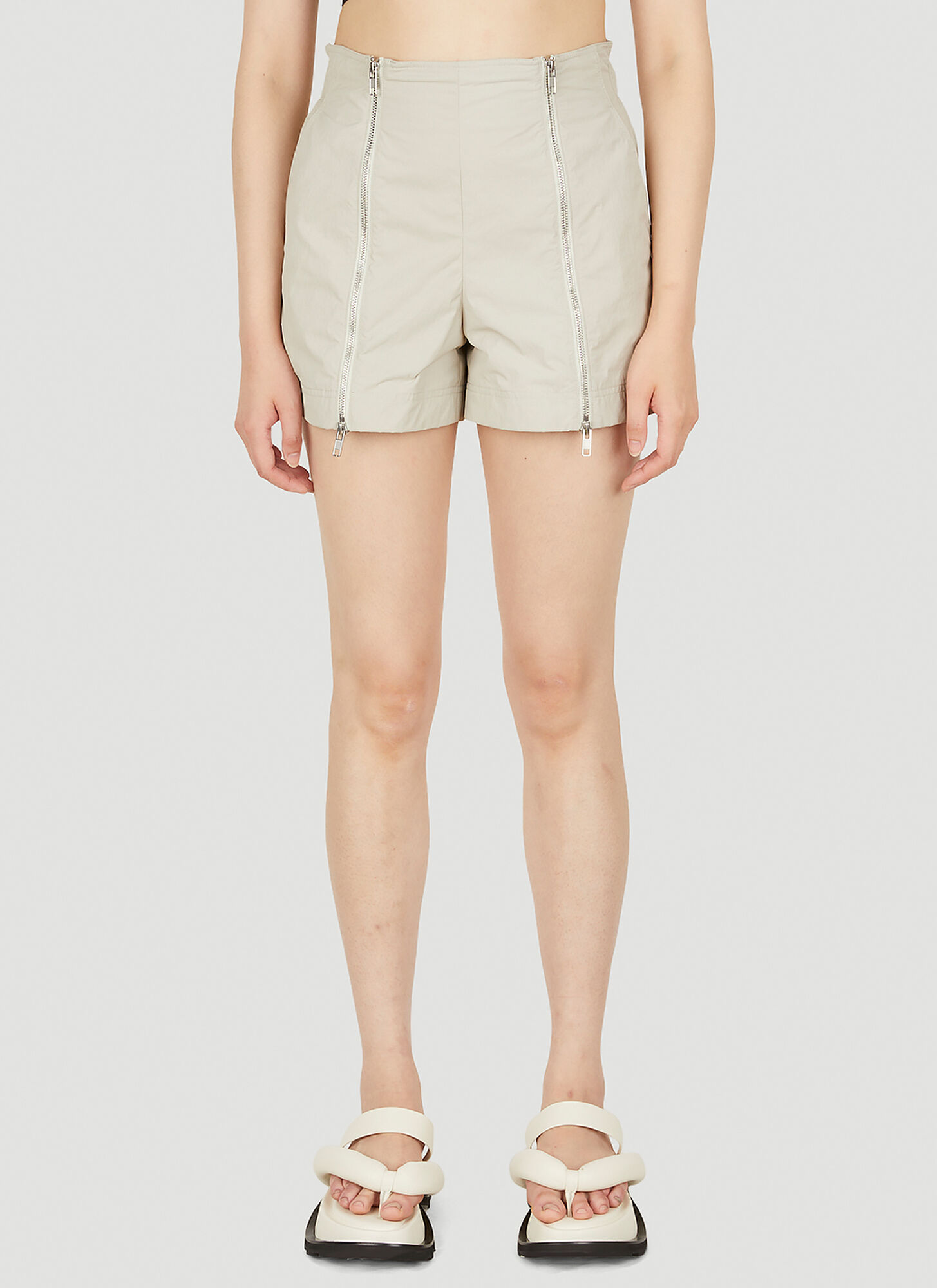 Shop Helmut Lang Zip Front Shorts In Beige
