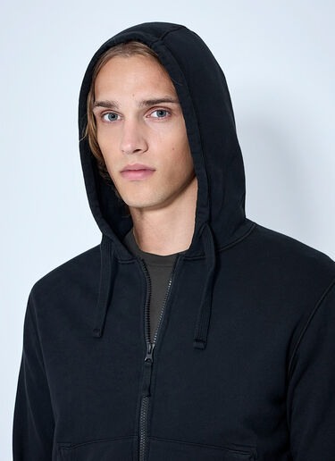Stone Island Zip-Up Hoodie with Sleeve Patch Black sto0165018