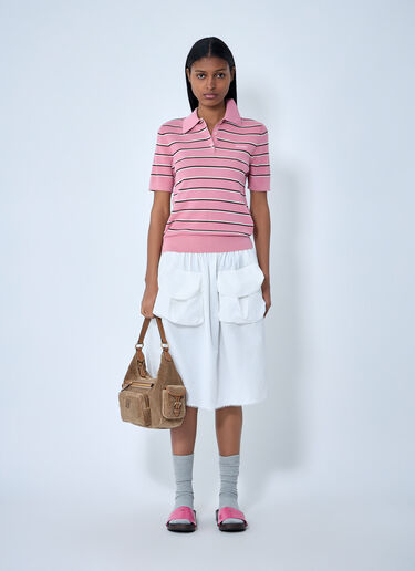 Miu Miu Striped Polo Shirt Pink miu0263055