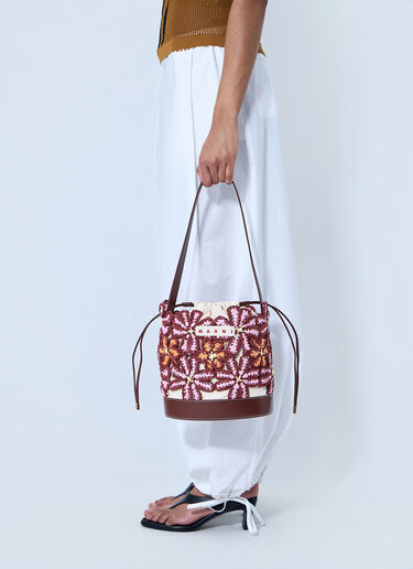 Marni 刺绣水桶包 米色 mni0264010