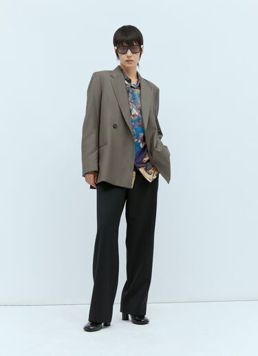 TOTEME Double Breasted Wool Blazer Brown tot0254012