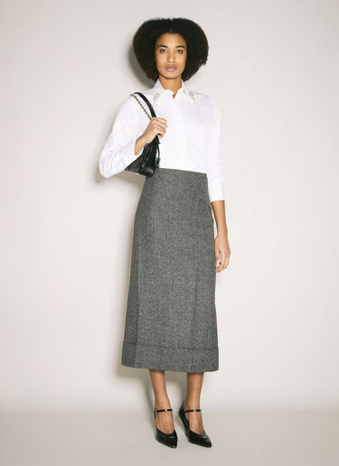 Prada Wool Maxi Skirt Grey pra0258057