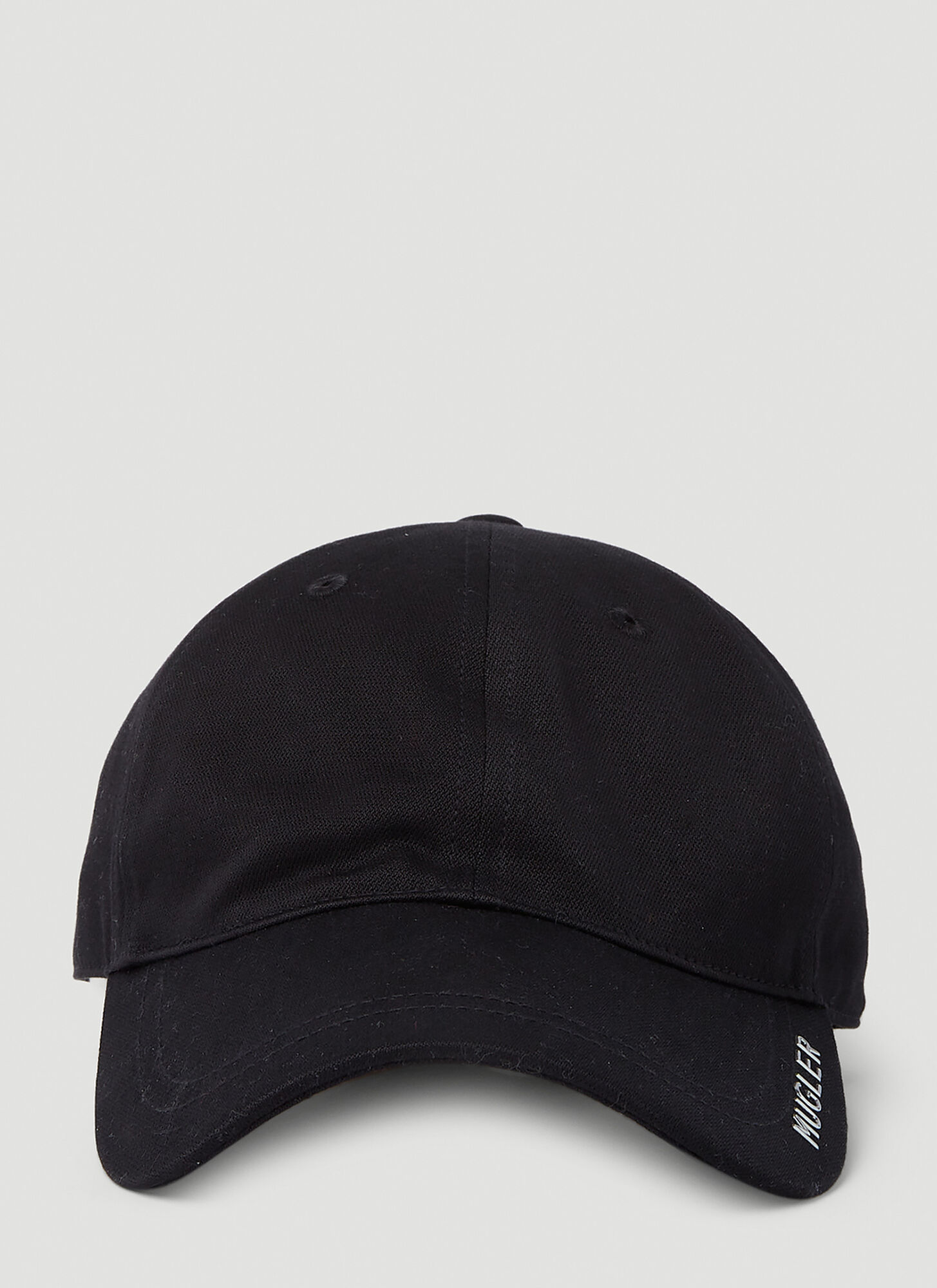 Mugler Logo Plaque Baseball Cap Unisex Black In Black