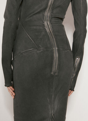 Rick Owens Coated Denim Maxi Dress Grey ric0256002