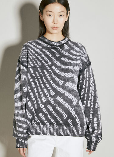 Alexander Wang Reverse Logo Print Knit Sweater White awg0255007