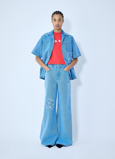 Marni Denim Jeans With Flower Motif Blue mni0259007