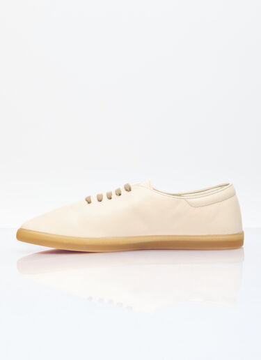 The Row Sam Leather Sneakers Beige row0256033
