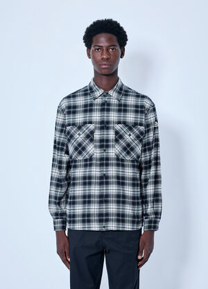 Moncler Check Patterned Cotton Shirt Black mon0166015