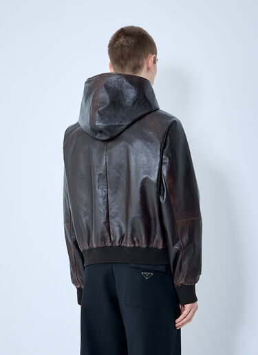 Prada Leather Hooded Jacket Brown pra0360001