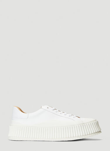 Jil Sander Ribbed-Sole Leather Sneakers White jil0239023