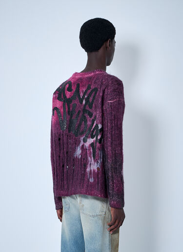 Acne Studios プリント入りニットセーター  パープル acn0160002