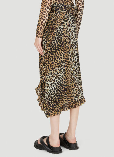 GANNI Leopard Print Wrap Skirt Beige gan0249023