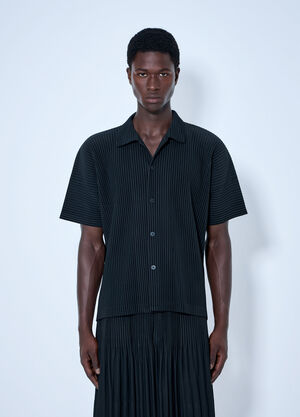 LN-CC® - Homme Plissé Issey Miyake: Pleat Short Sleeve Shirt - Black Homme Plissé Issey Miyake Pleat Short Sleeve Shirt Black hmp0165005