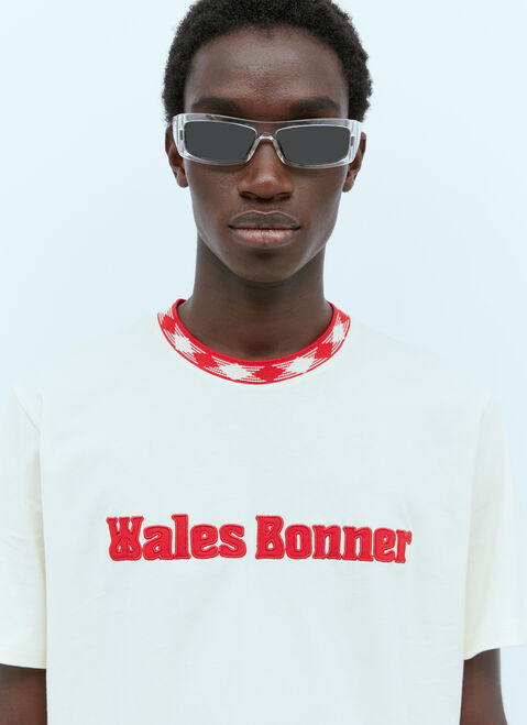 Wales Bonner ロゴ刺繍 Tシャツ クリーム wbn0154011