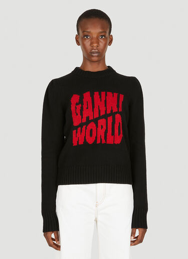 GANNI Intarsia Logo Sweater Black gan0251009