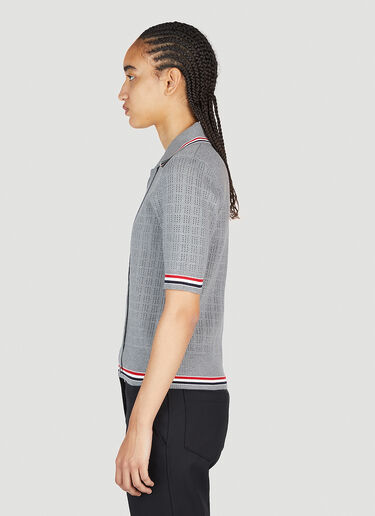 Thom Browne Grid Stitch Polo Shirt Grey thb0252001