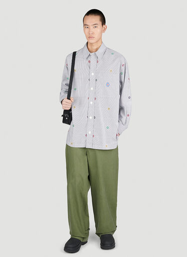 Kenzo Embroidered Oversized Striped Shirt Grey knz0154009