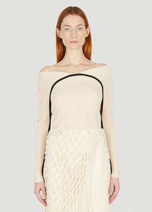 Wynn Hamlyn Reverse Ribbed Knit Top Beige wyh0247014