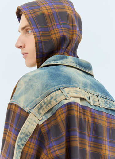 Acne Studios Hooded Button-Up Check Shirt Brown acn0158006