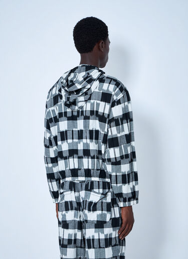 LN-CC® - NOMARHYTHM TEXTILE: Ikat Check Hoody - Grey NOMARHYTHM TEXTILE Ikat Check Hoody Grey nom0164007