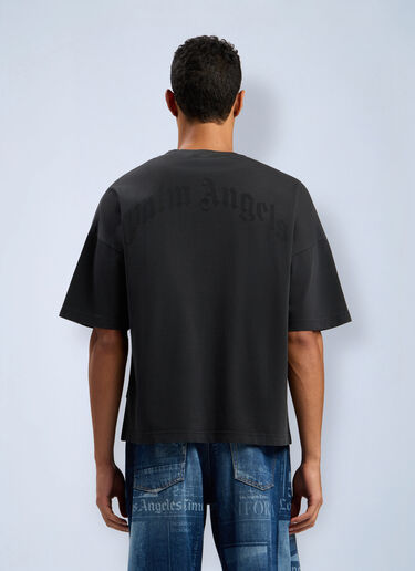 Curved Logo Loose Collar T-Shirt Palm Angels Curved Logo Loose Collar T-Shirt Black pma0162011