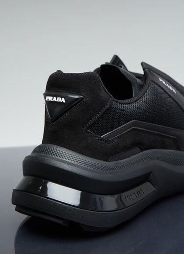 Systeme Brushed Leather Sneakers Prada Systeme Brushed Leather Sneakers Black pra0154011